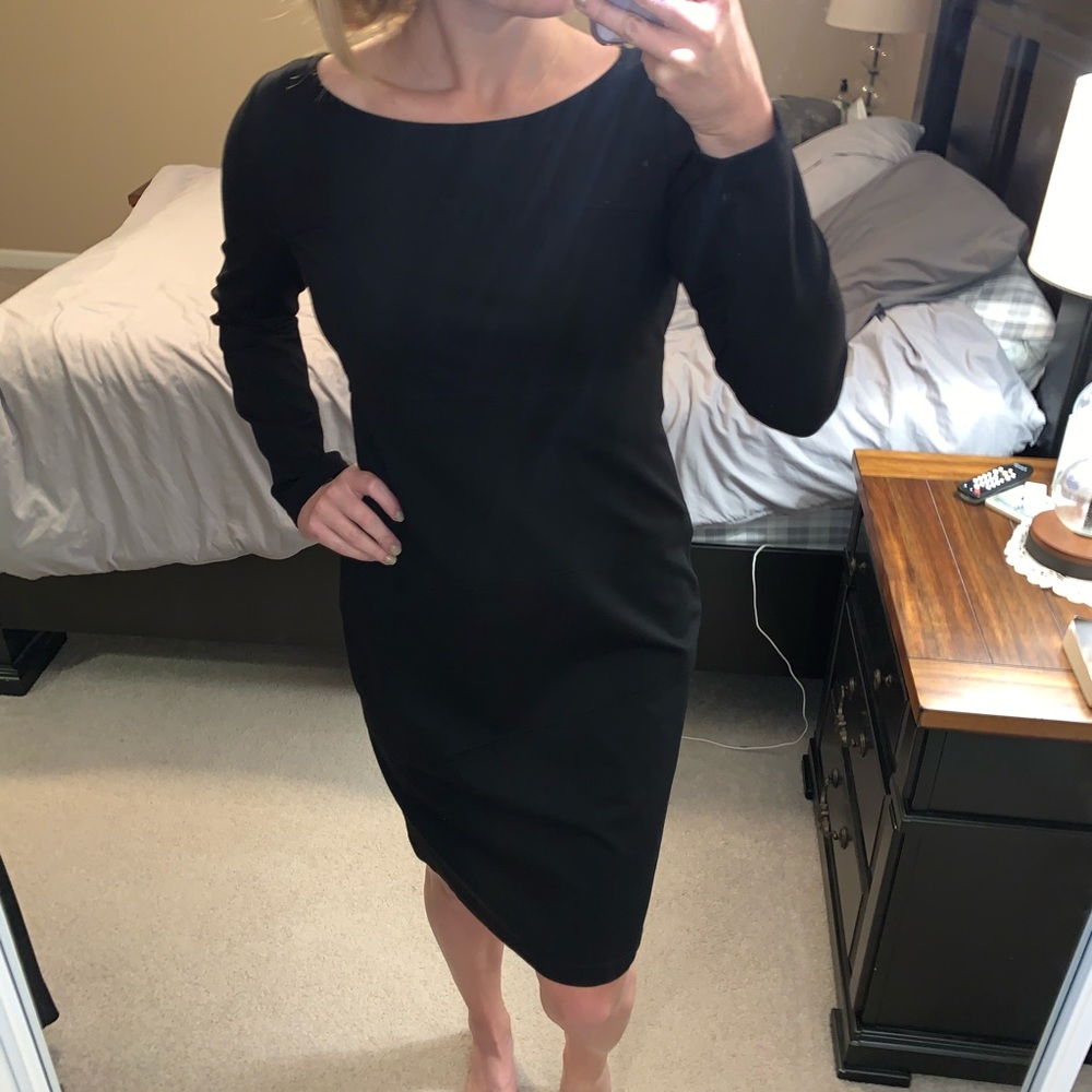 Alfani Long Sleeve Solid Black Dress